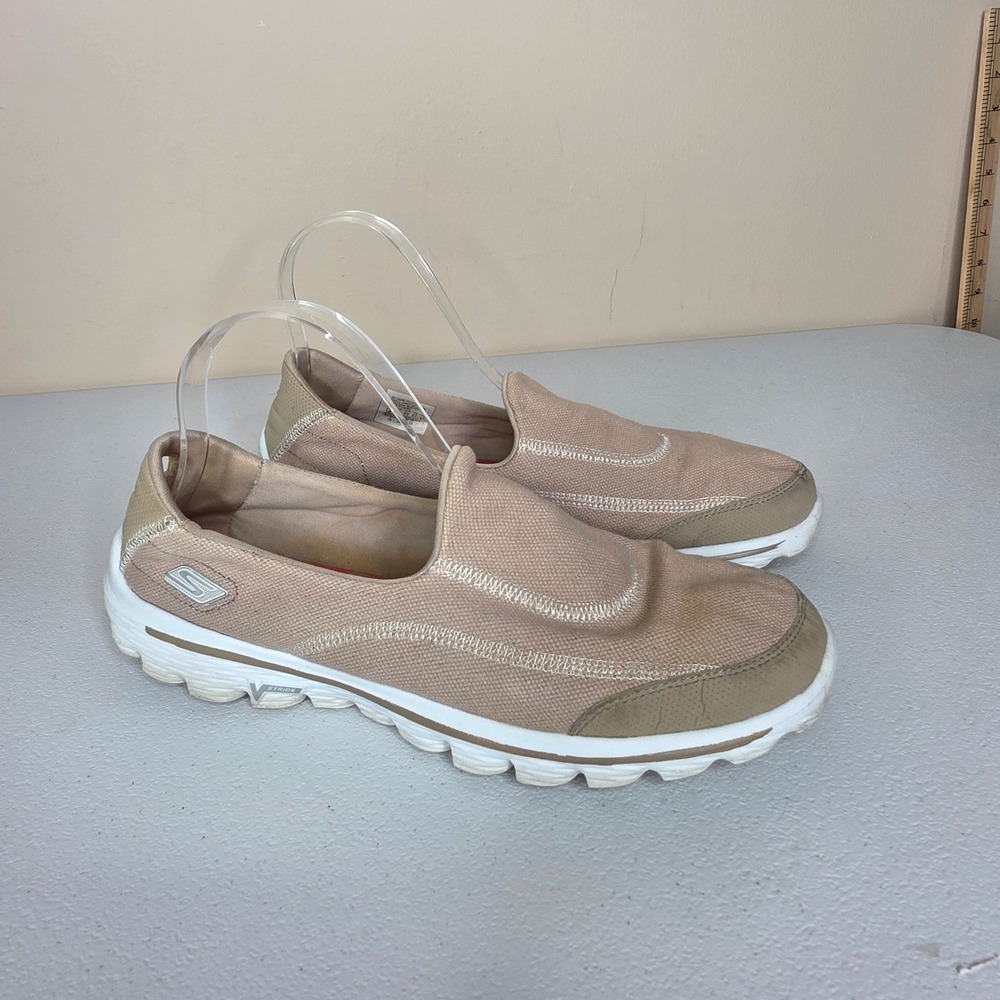 Skechers GOwalk 2 Walking Shoes Women 10 Tan Slip On SN 13949 Casual Lightweight